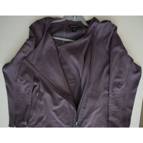 Athleta S252-0042 Women's Sz 2XL Purple Asymmetrical Full Zip Moto Jacket - Picture 7 of 12